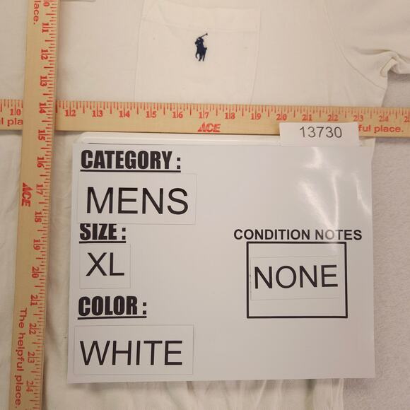 Polo by Ralph Lauren Collared Short Sleeve Polo Shirt Mens Size XL White - Picture 7 of 9